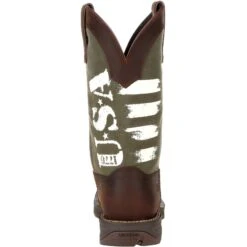 Durango Men's Rebel Army Green USA Print 12" Square Toe Western Boot -Boot Shop DDB0313 back