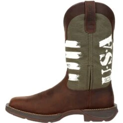 Durango Men's Rebel Army Green USA Print 12" Square Toe Western Boot -Boot Shop DDB0313 instep profile