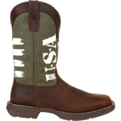 Durango Men's Rebel Army Green USA Print 12" Square Toe Western Boot -Boot Shop DDB0313 profile