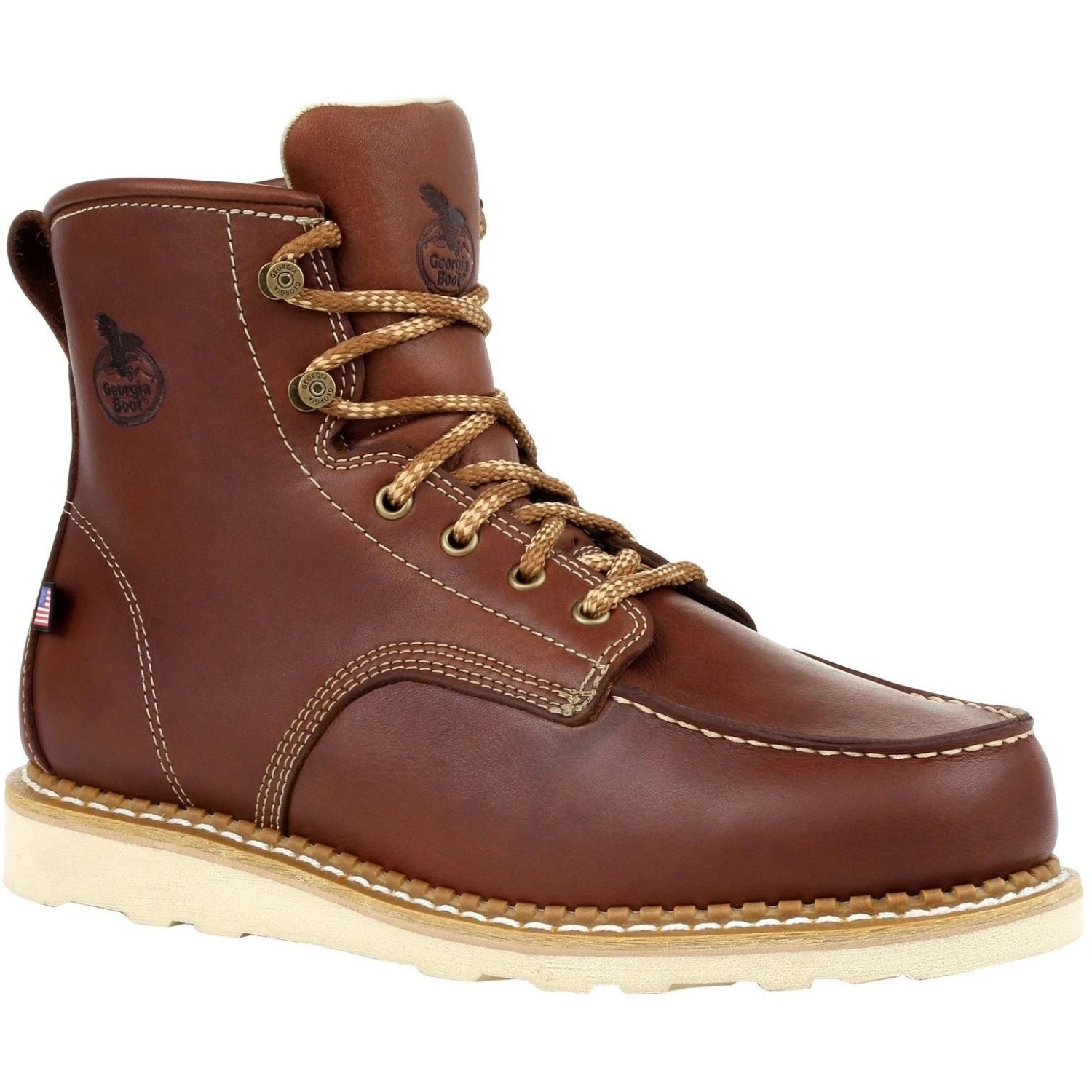 Georgia Men's 6" Soft Toe Wedge Moc Toe USA Made Wedge Work Boot - Brown - GB00358 3 Georgia Men's 6" Soft Toe Wedge Moc Toe USA Made Wedge Work Boot - Brown - GB00358